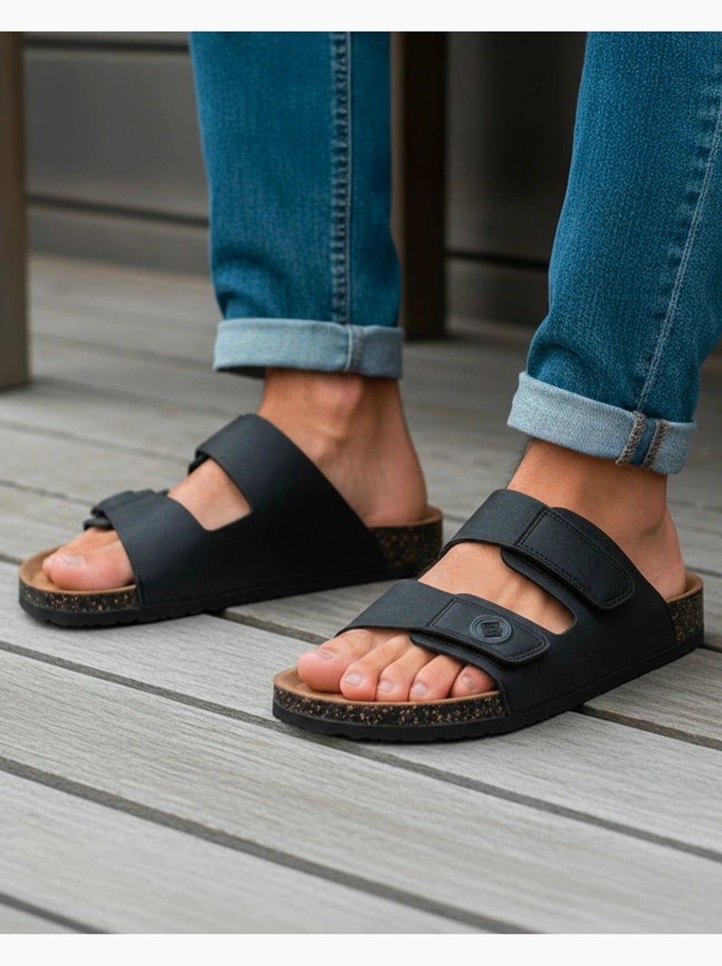 Sandali con doppi cinturini in velcro, soletta patch per il tallone  Isotoner Nero - Kiabi