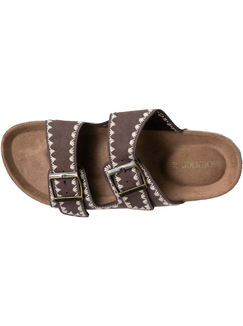 Sandali con doppi cinturini, sottopiede patch ultra confortevole  Isotoner Marrone cioccolato - Kiabi