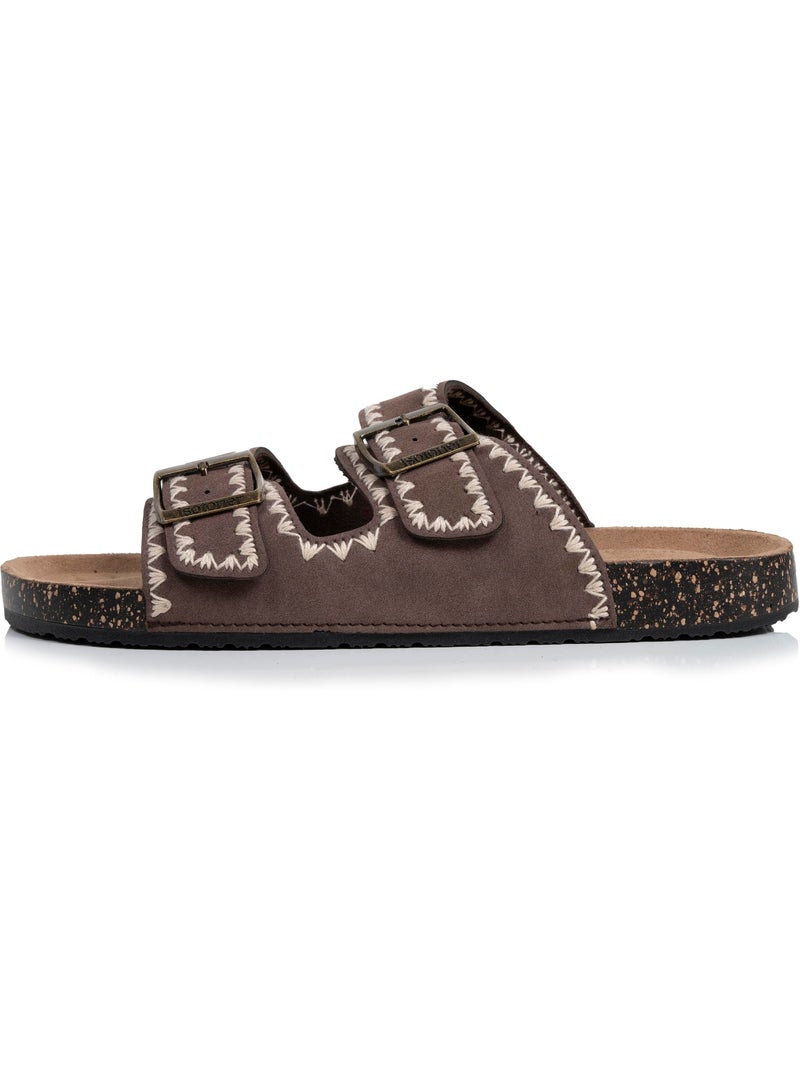 Sandali con doppi cinturini, sottopiede patch ultra confortevole  Isotoner Marrone cioccolato - Kiabi