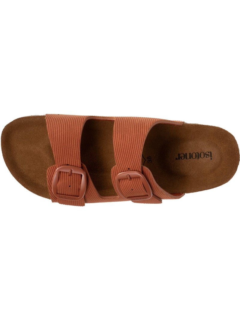 Sandali con doppi cinturini ultracomodi, sottopiede in pelle isotoner Arancione/Rosso - Kiabi