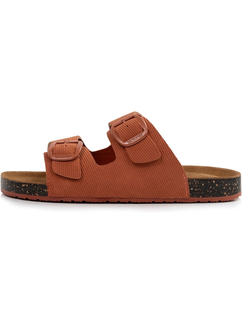 Sandali con doppi cinturini ultracomodi, sottopiede in pelle isotoner Arancione/Rosso - Kiabi