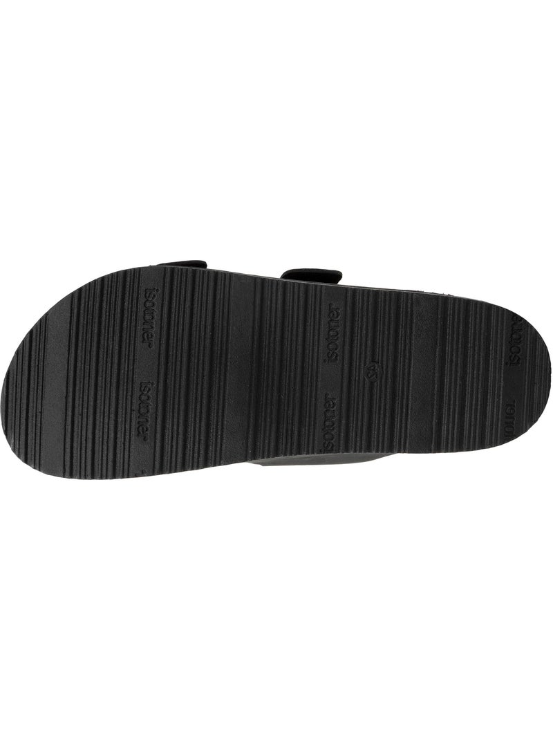 Sandali con doppi cinturini ultracomodi, sottopiede in pelle isotoner Nero - Kiabi