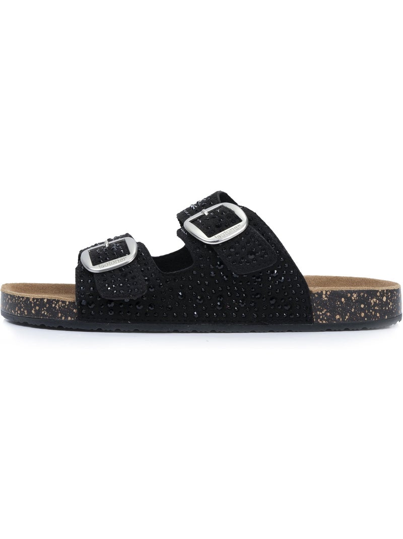 Sandali con doppi cinturini ultracomodi, sottopiede in pelle isotoner Nero - Kiabi