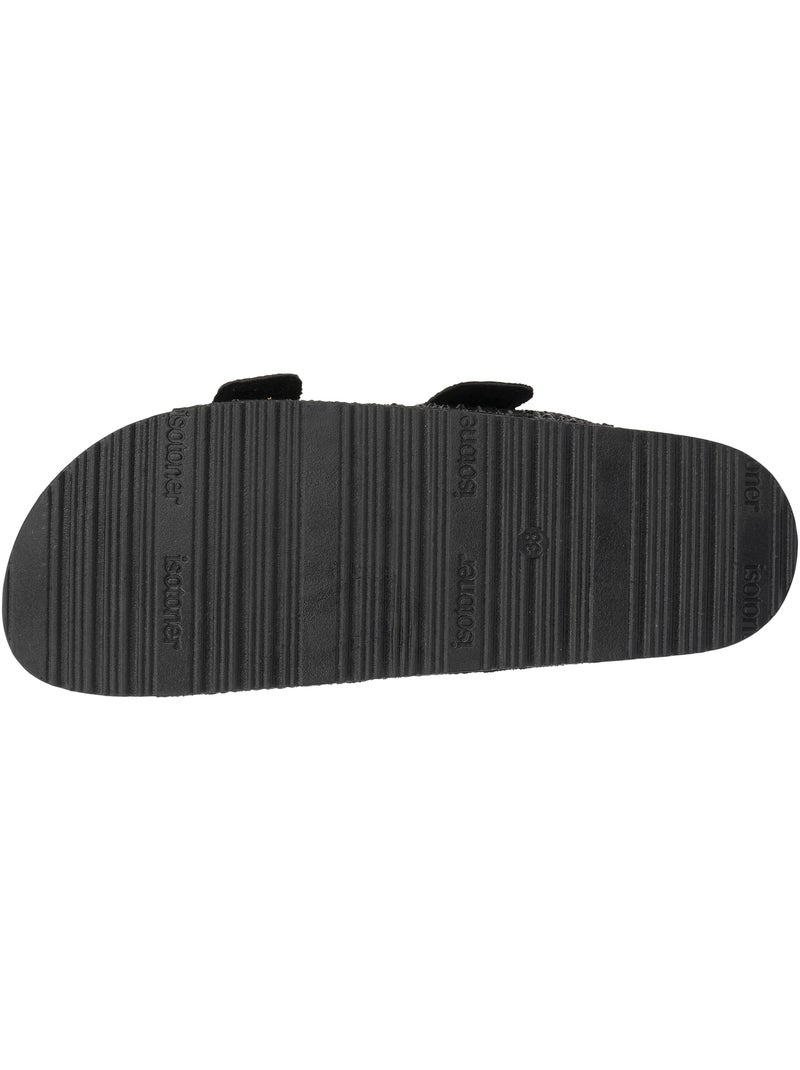 Sandali con doppi cinturini ultracomodi, sottopiede in pelle isotoner Nero - Kiabi