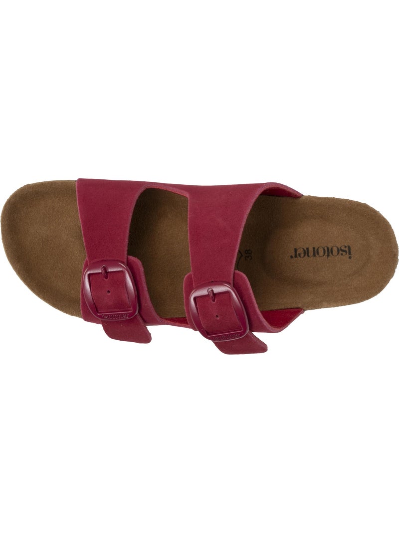 Sandali con doppi cinturini ultracomodi, sottopiede in pelle isotoner Rosa lampone - Kiabi