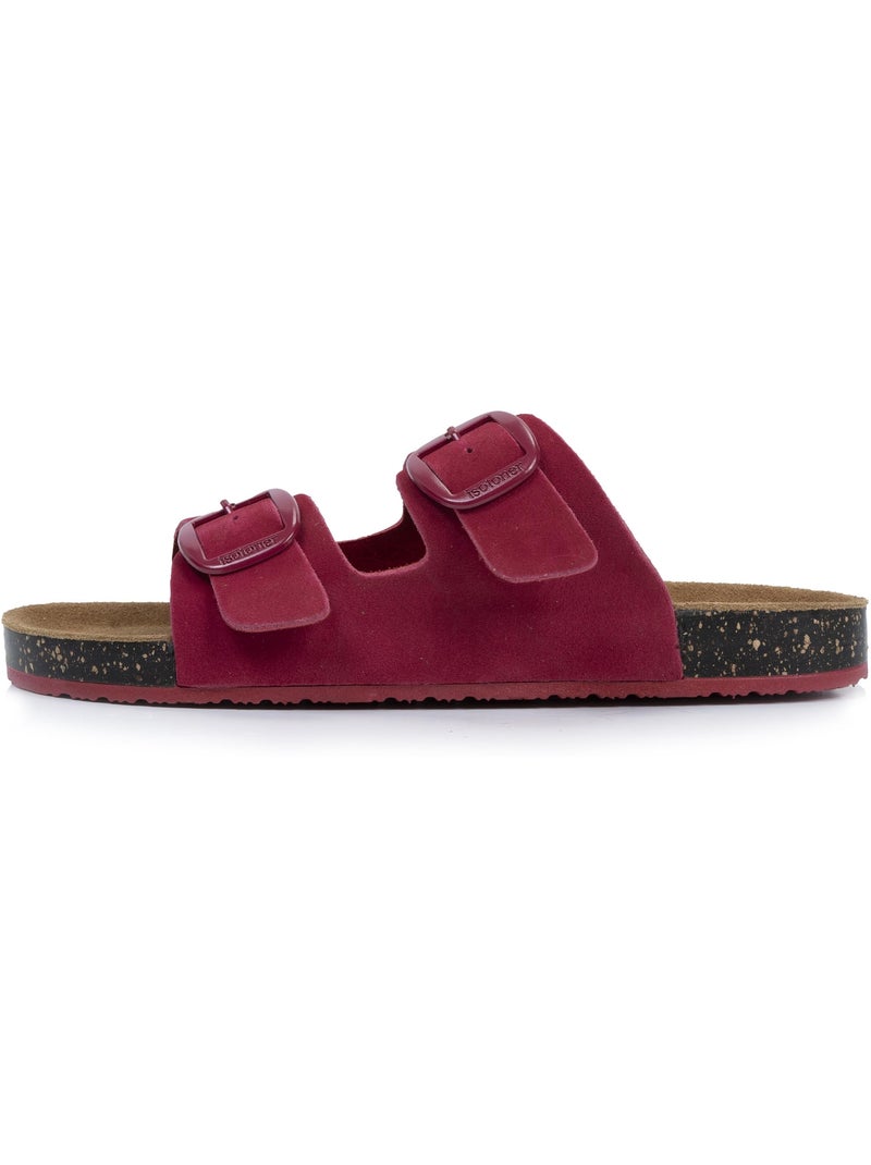 Sandali con doppi cinturini ultracomodi, sottopiede in pelle isotoner Rosa lampone - Kiabi