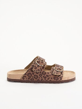Sandali con doppie fascette e motivo "leopardato