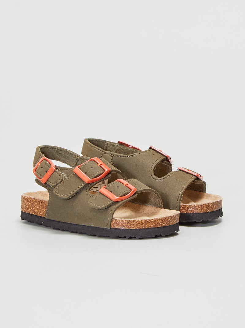 Sandali con doppio cinturino kaki - Kiabi