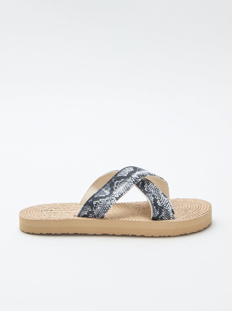 Sandali con fascette incrociate in tessuto Beige - Kiabi