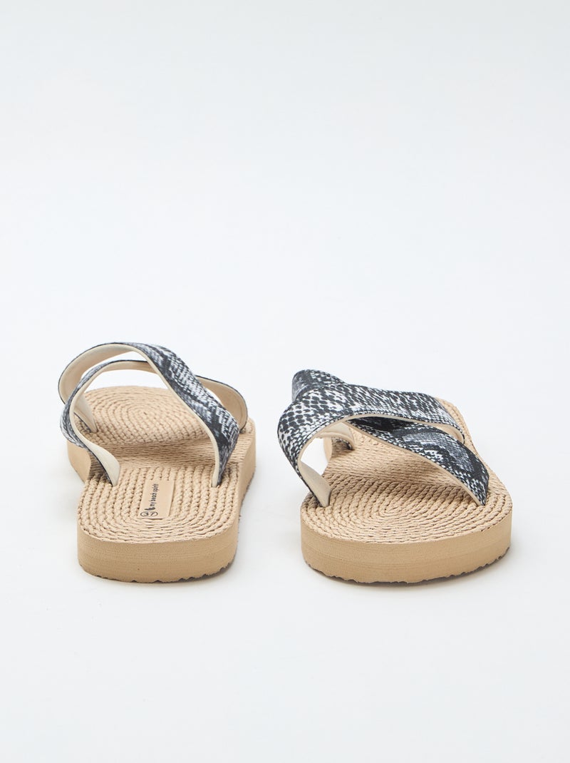 Sandali con fascette incrociate in tessuto Beige - Kiabi