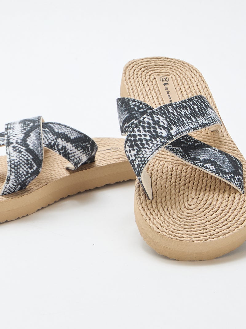 Sandali con fascette incrociate in tessuto Beige - Kiabi