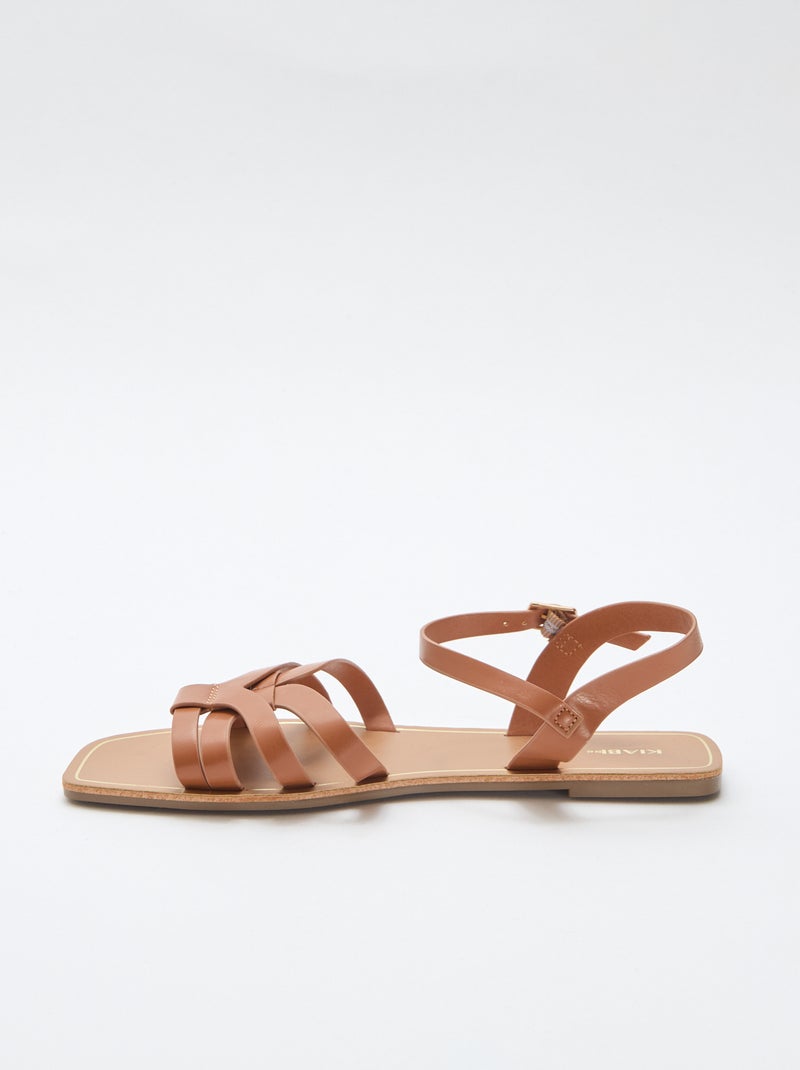 Sandali con fascette incrociate Marrone - Kiabi