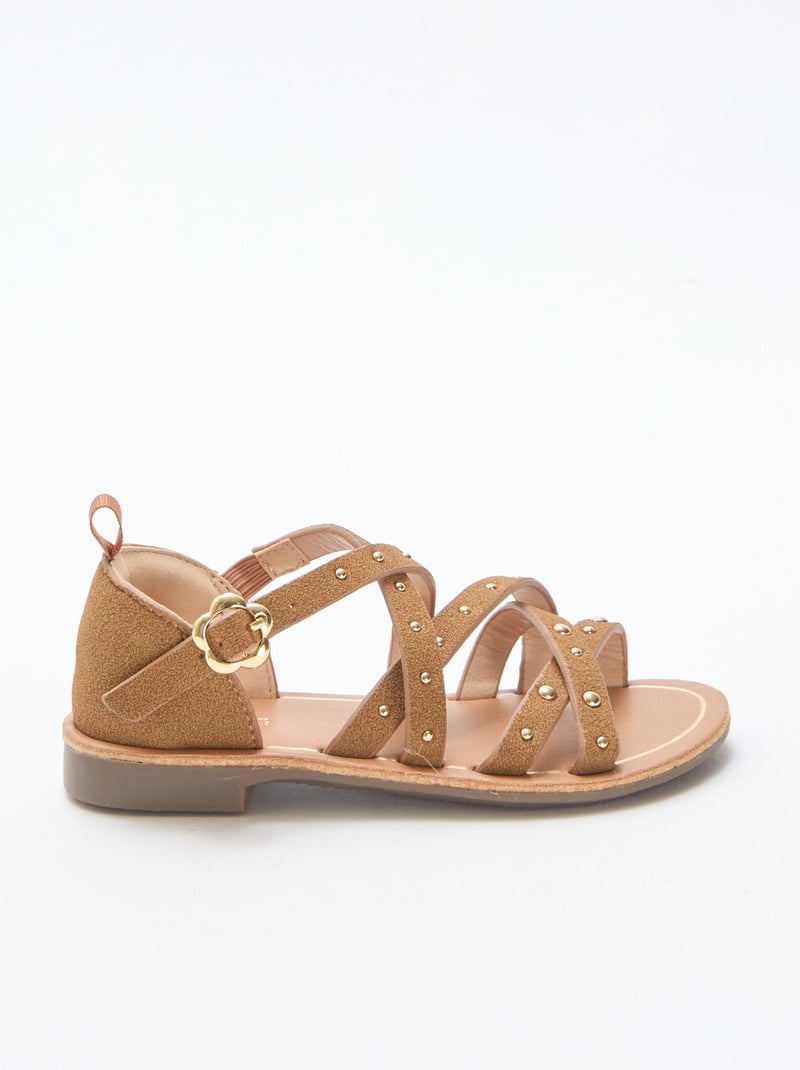 Sandali con listini e borchie Beige - Kiabi