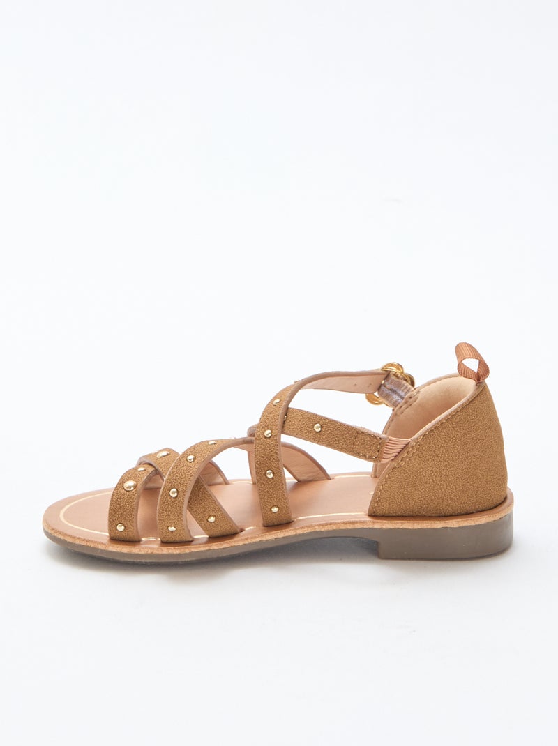 Sandali con listini e borchie Beige - Kiabi