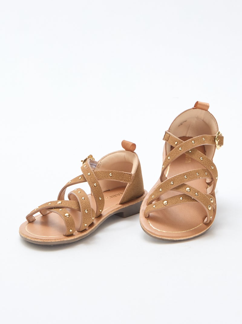 Sandali con listini e borchie Beige - Kiabi