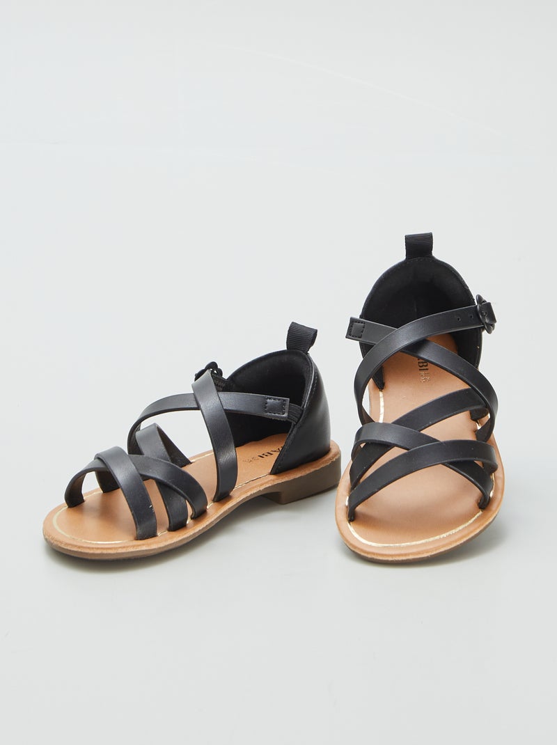 Sandali con molti cinturini incrociati NERO - Kiabi