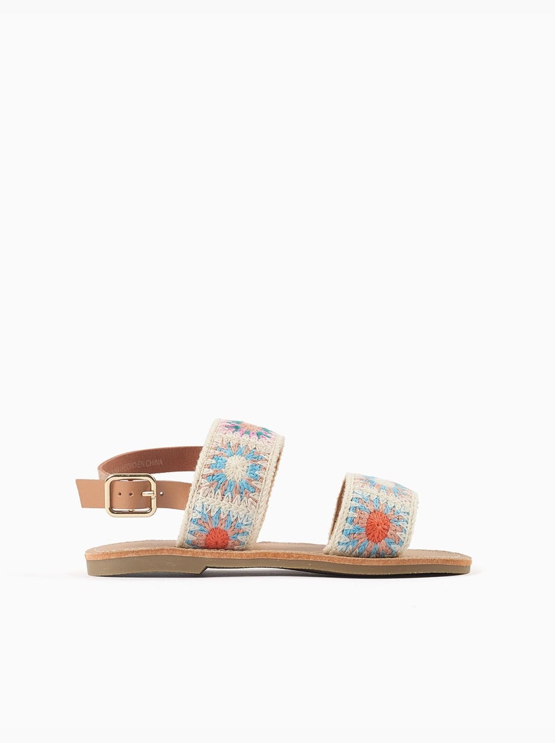 Sandali con motivo floreale all'uncinetto Beige - Kiabi