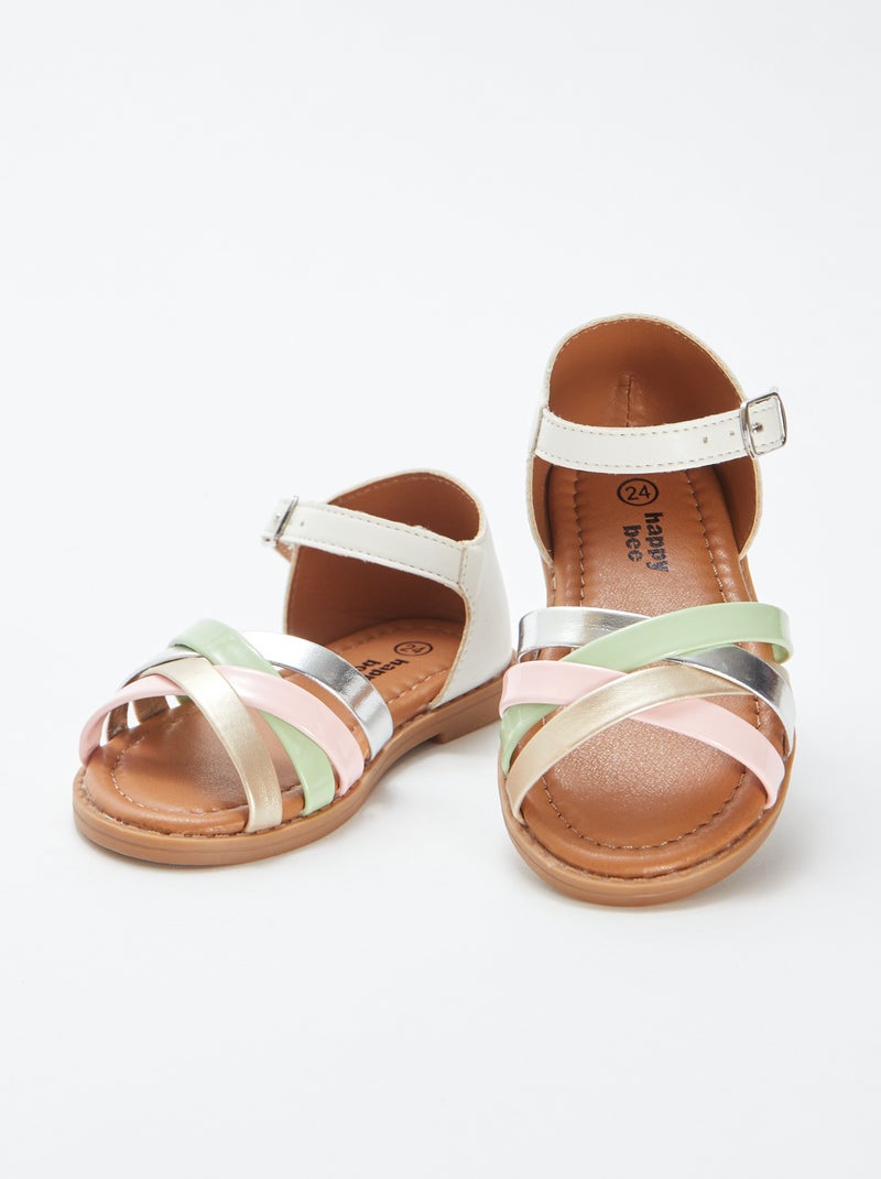 Sandali con multi-cinturini colorati BIANCO - Kiabi