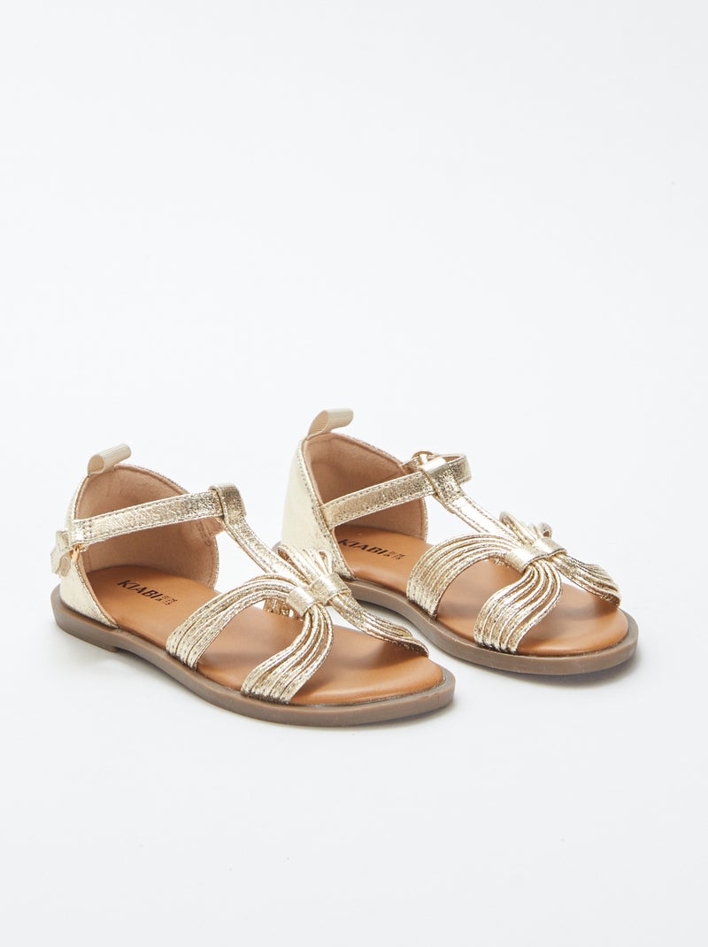 Sandali con multi cinturini dorati con apertura a strappo BEIGE - Kiabi