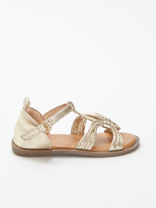 Sandali con multi cinturini dorati con apertura a strappo - Kiabi