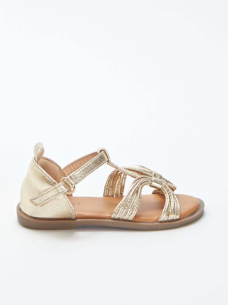 Sandali con multi cinturini dorati con apertura a strappo BEIGE - Kiabi