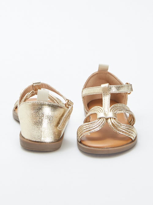 Sandali con multi cinturini dorati con apertura a strappo - Kiabi