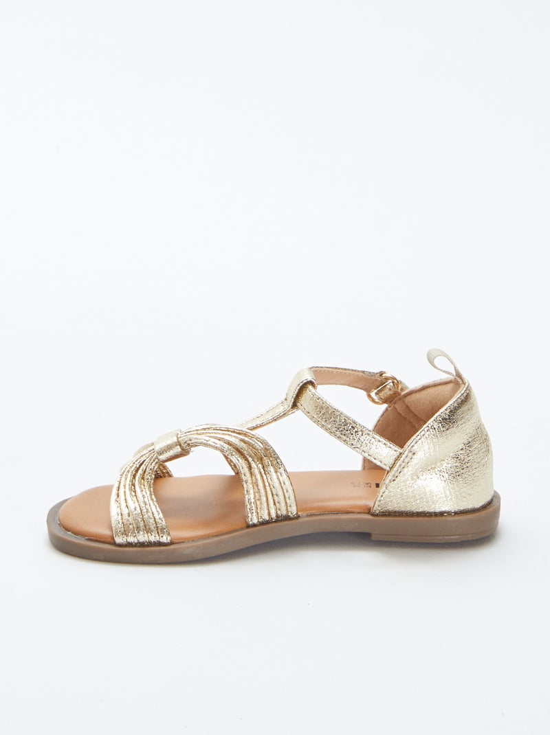 Sandali con multi cinturini dorati con apertura a strappo BEIGE - Kiabi