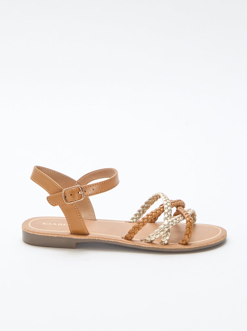 Sandali con multiple fascette intrecciate Marrone - Kiabi