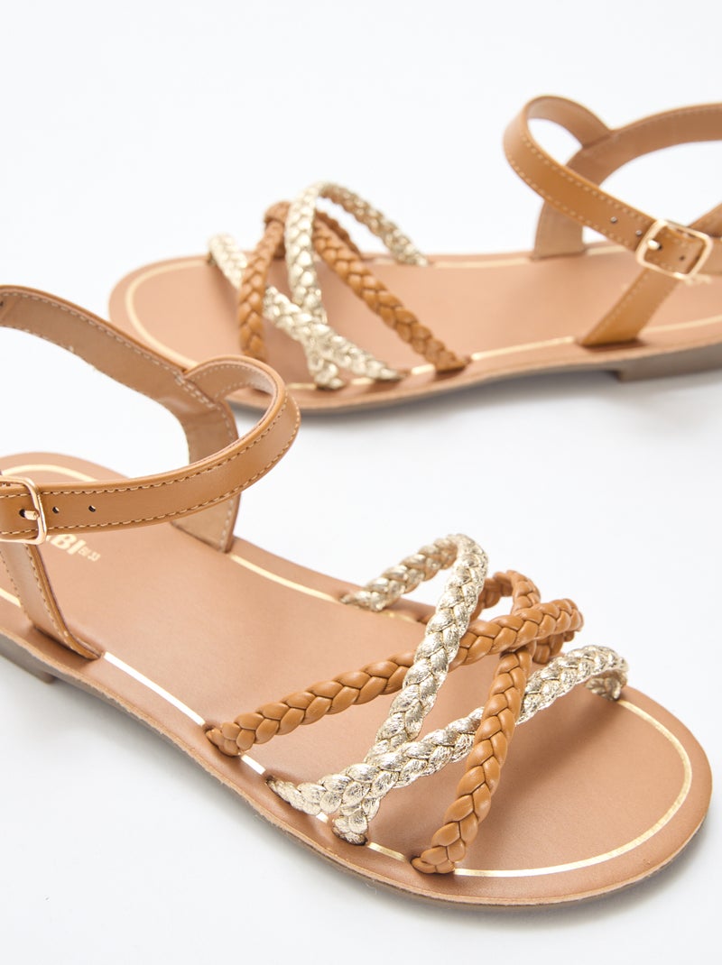 Sandali con multiple fascette intrecciate Marrone - Kiabi