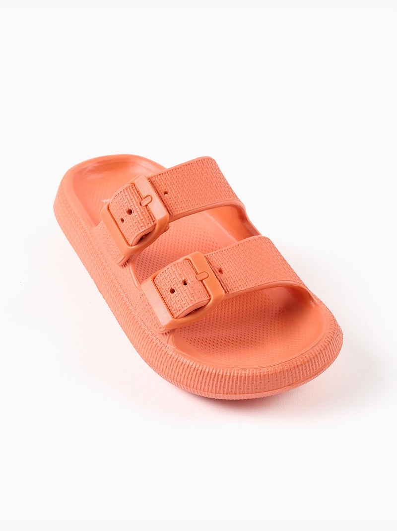 Sandali con plantare in gomma con doppia fibbia Nero Arancione - Kiabi