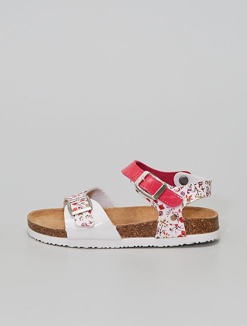 Sandali con stampa a 'fiori' - bianco/rosa - Kiabi - 16.00€