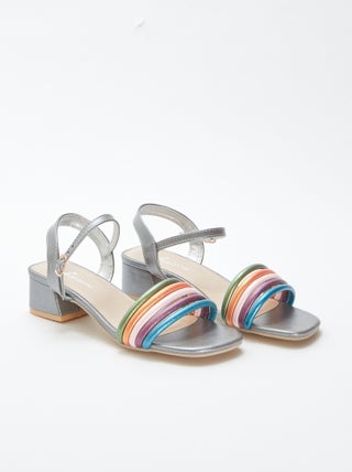 Sandali con tacco con cinturini multicolore