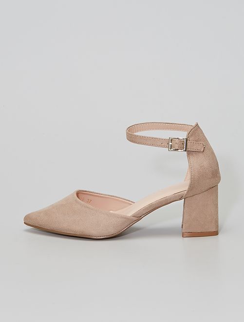 Sandali con tacco in finto camoscio - BEIGE - Kiabi - 18.00€