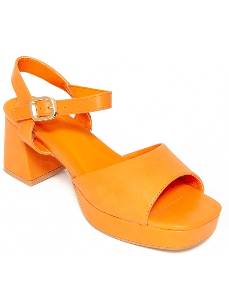 Sandali Con Tacco Materiale Sintetico Montevita Arancione - Kiabi