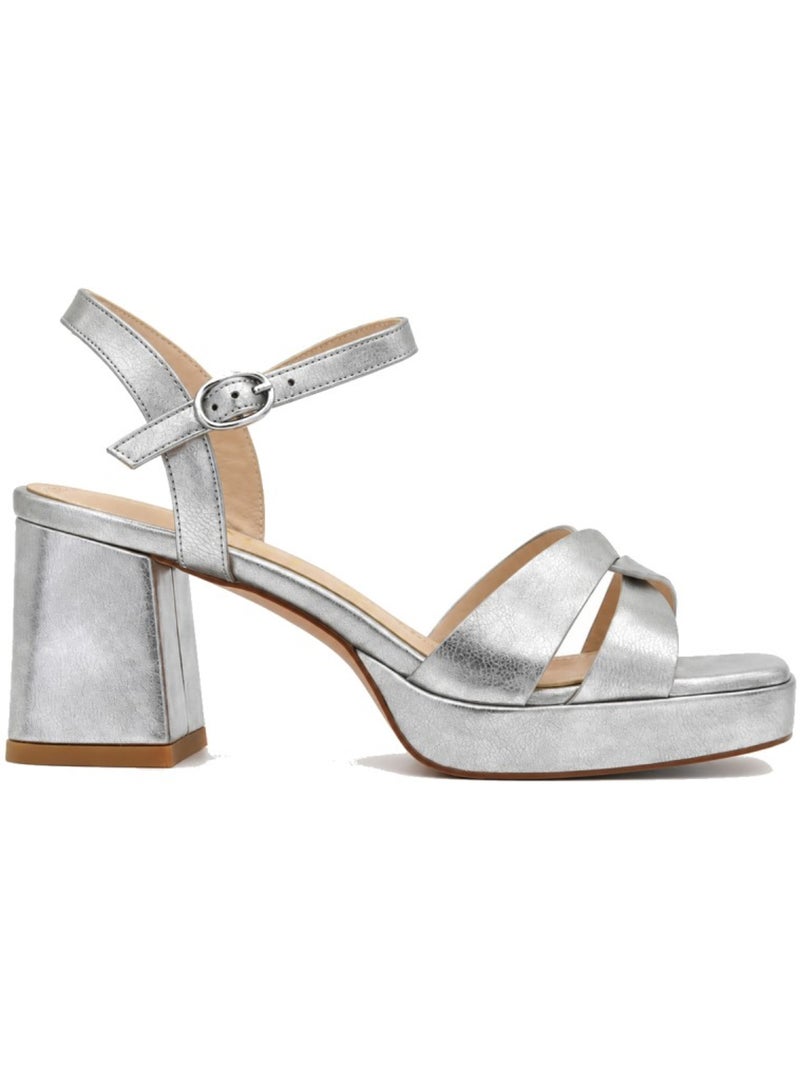 Sandali con tacco materiale sintetico montevita Argento - Kiabi