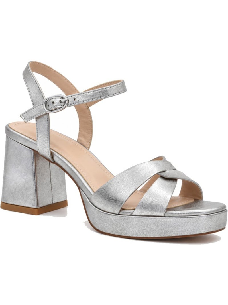 Sandali con tacco materiale sintetico montevita Argento - Kiabi
