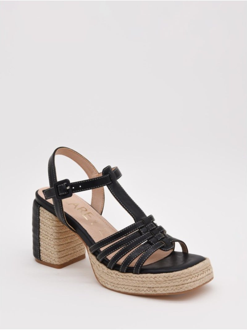 Sandali Con Tacco Materiale Sintetico Montevita Nero - Kiabi