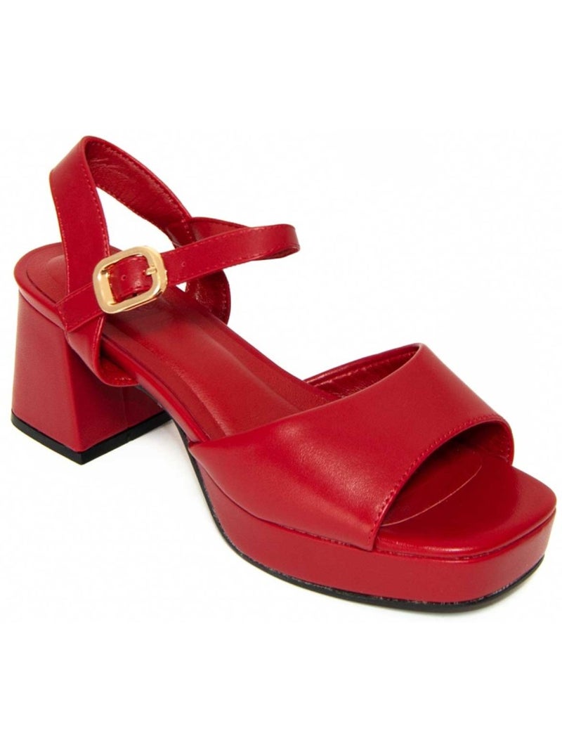 Sandali Con Tacco Materiale Sintetico Montevita Rosso - Kiabi