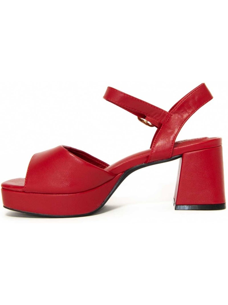 Sandali Con Tacco Materiale Sintetico Montevita Rosso - Kiabi