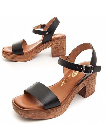 Sandali Con Tacco Pelle Naturale Wikers
