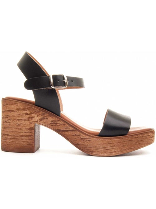 Sandali Con Tacco Pelle Naturale Wikers - Kiabi