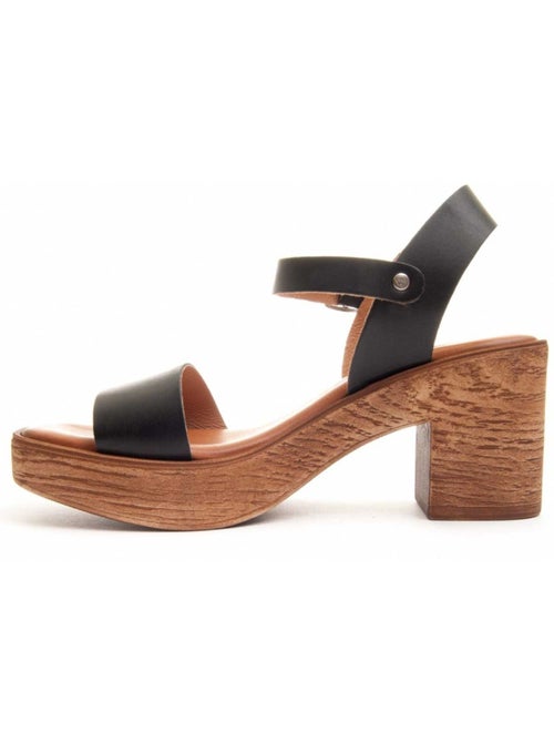 Sandali Con Tacco Pelle Naturale Wikers - Kiabi