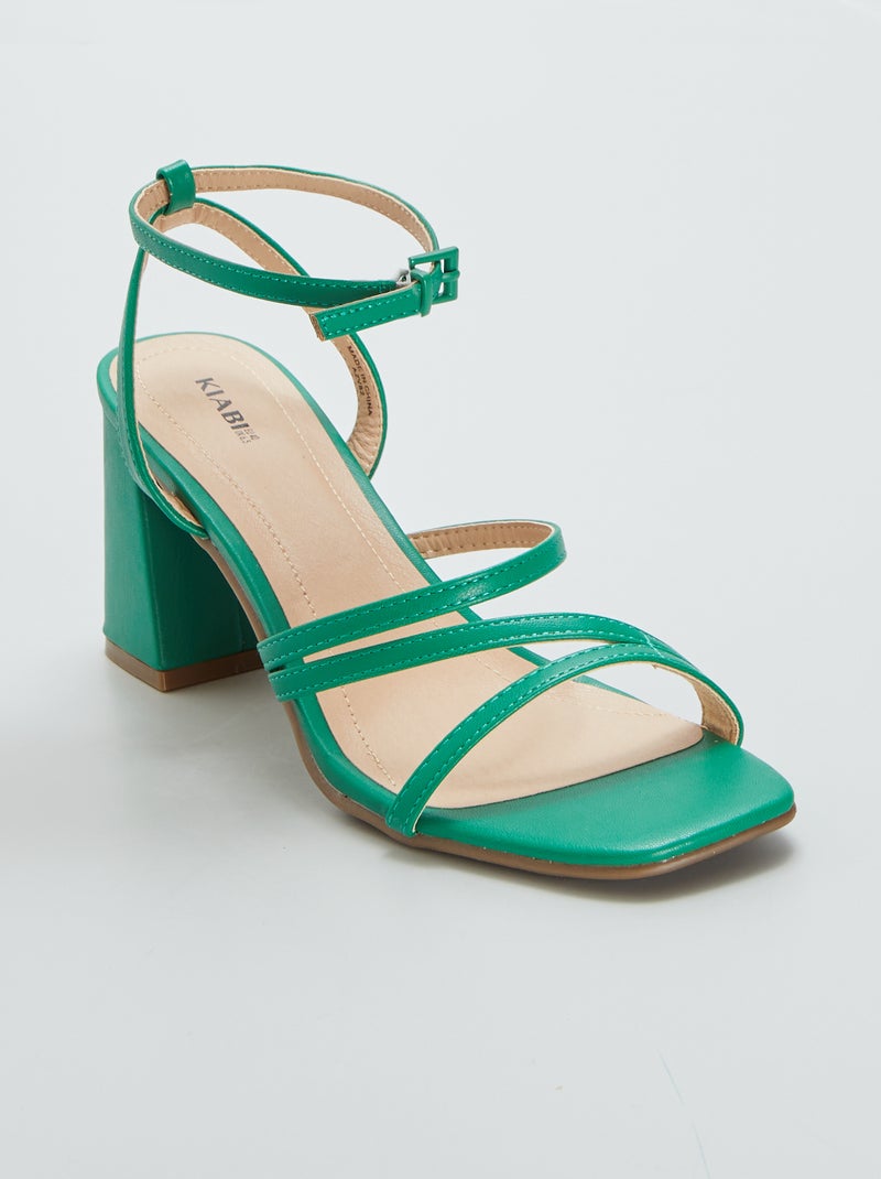 Sandali con tacco quadrato con cinturini VERDE - Kiabi