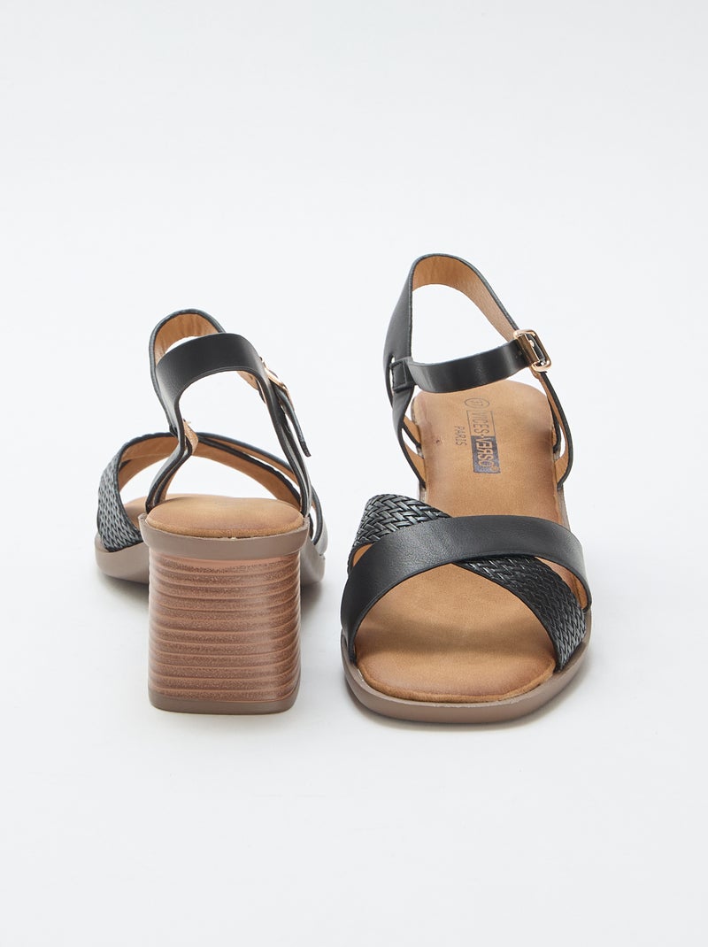 Sandali con tacco quadrato in similpelle Nero - Kiabi