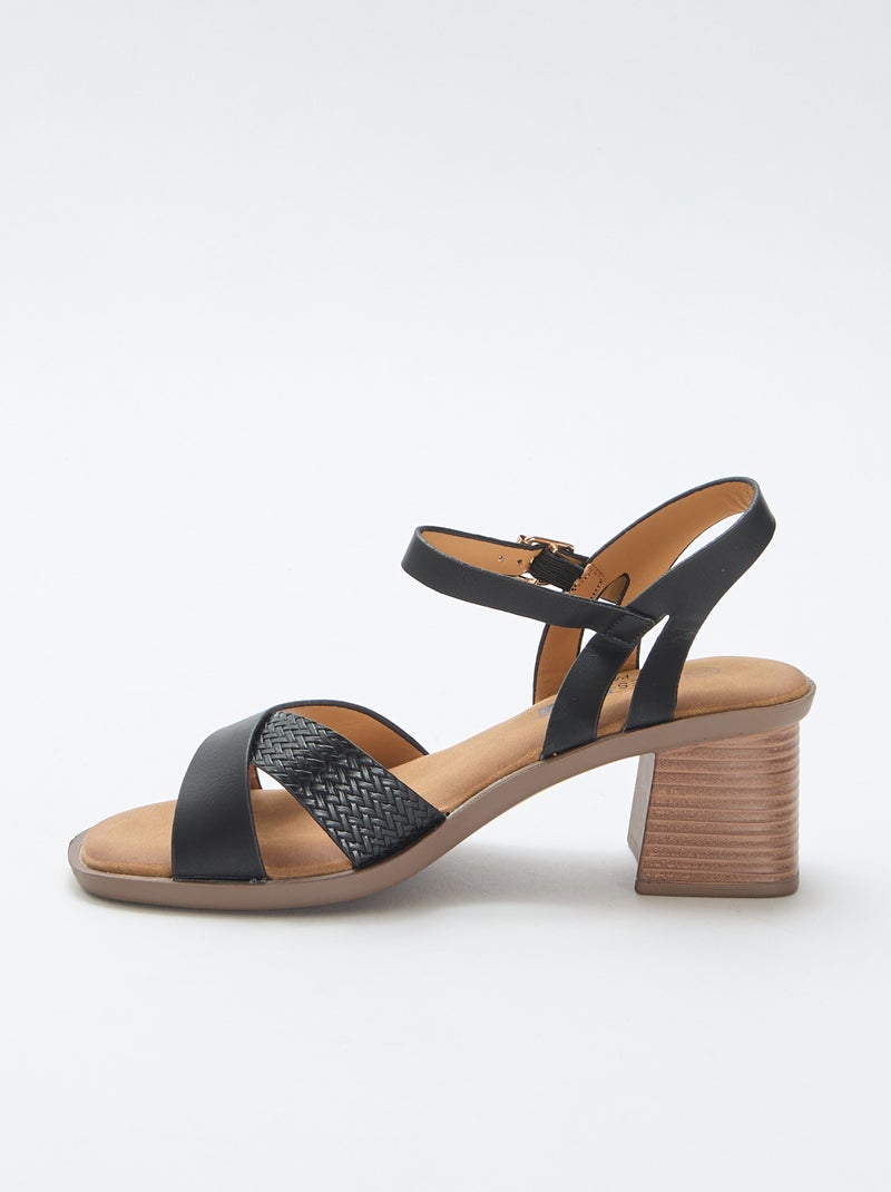 Sandali con tacco quadrato in similpelle Nero - Kiabi