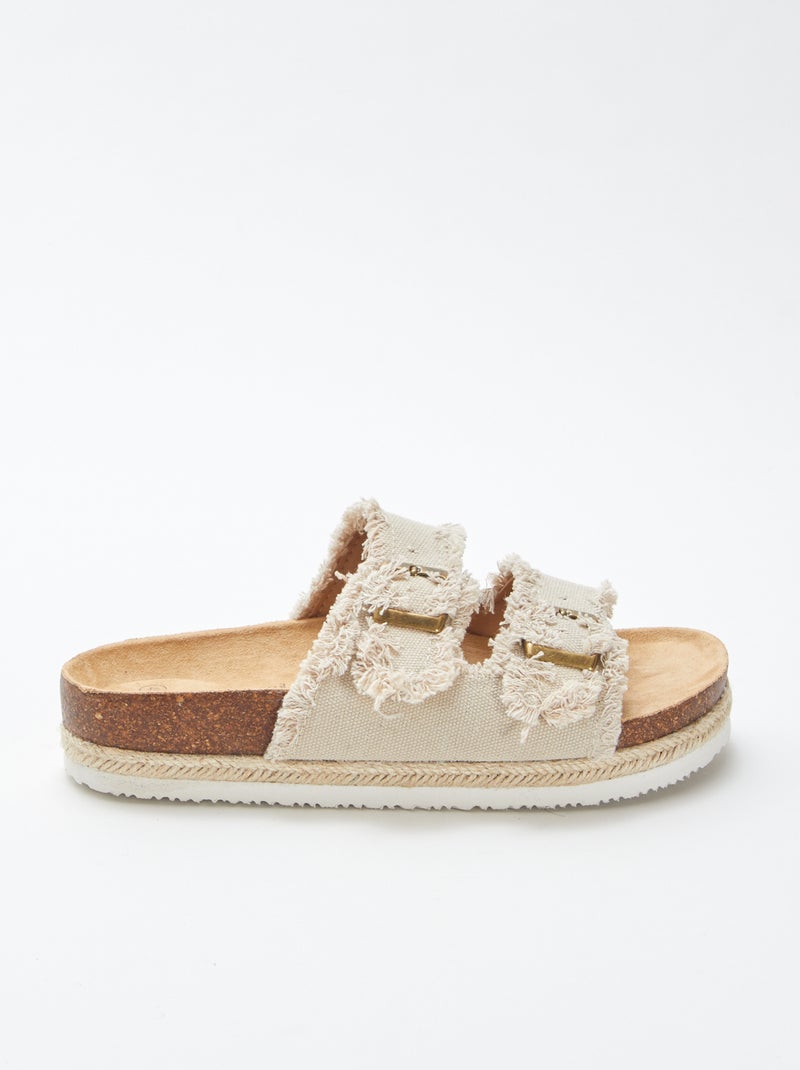 Sandali con tessuto e frange BEIGE - Kiabi