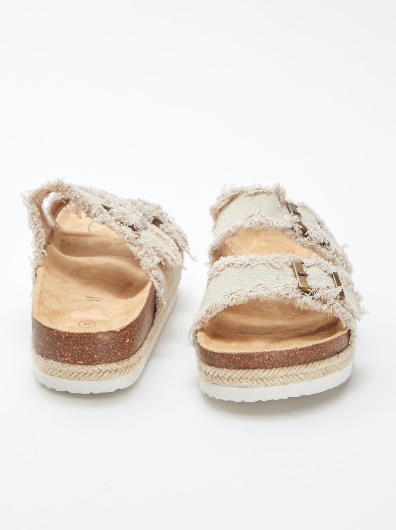 Sandali con tessuto e frange BEIGE - Kiabi