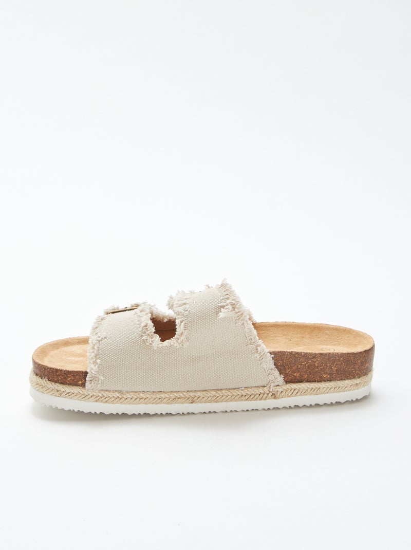 Sandali con tessuto e frange BEIGE - Kiabi