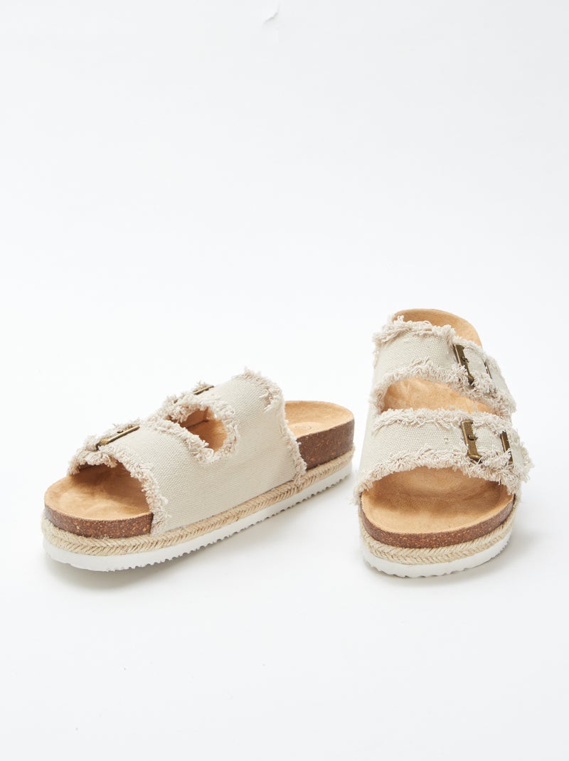 Sandali con tessuto e frange BEIGE - Kiabi