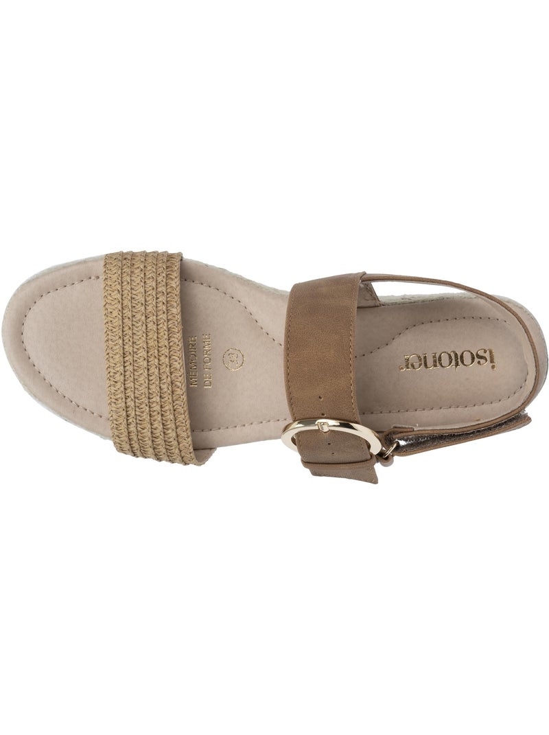Sandali con un tacco a zeppa di 3,5 cm molto confortevole Cammello - Kiabi